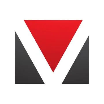 Red and Black Rectangular Shaped Letter V Icon 스톡 일러스트