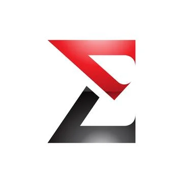 Red and Black Sharp Glossy Elegant Letter E Icon Stock Illustration