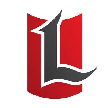 Red and Black Shield Shaped Letter L Icon Stock Illustration