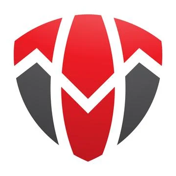 Red and Black Shield Shaped Letter T Icon Stock Illustration