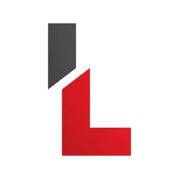 Red and Black Split Shaped Letter L Icon Illustrazione stock