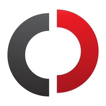 Red and Black Split Shaped Letter O Icon Illustrazione stock