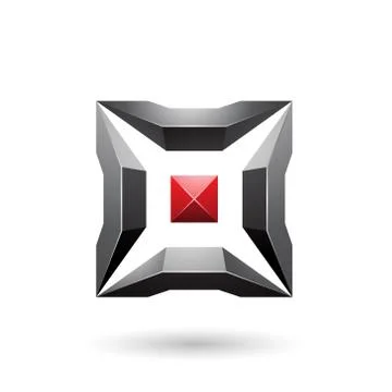 Red and Black Square with 3d Glossy Pieces Vector Illustration Stock Illustration