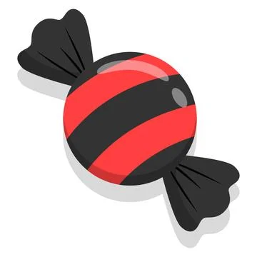 Red and Black Striped Wrapped Candy Isolated on White Background Stock Illustration