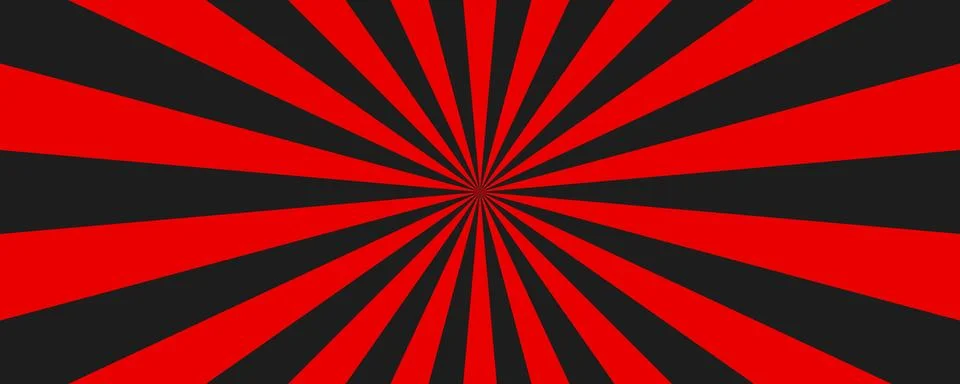 Red and black sunburst, Dramatic radial rays, Aggressive pop art pattern Illustrazione stock