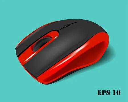 Red and black wireless mouse eps 10 Stock Illustration