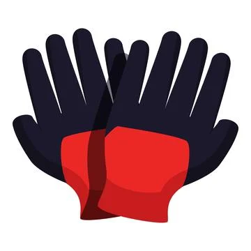 Red and black work gloves protecting hands during manual labor Stock Illustration