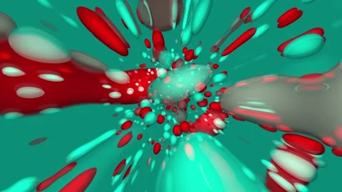 Red and blu liquid bubbles in the turquoise space Stock Footage 107051281