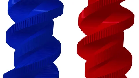 Red and blue 3d spiral twisted video, twisted animation blue red white Stock Footage 259609911