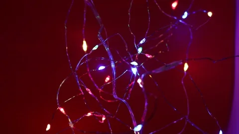 Red and blue abstract blurred Christmas lights bokeh background in 4K 스톡 동영상 122519947