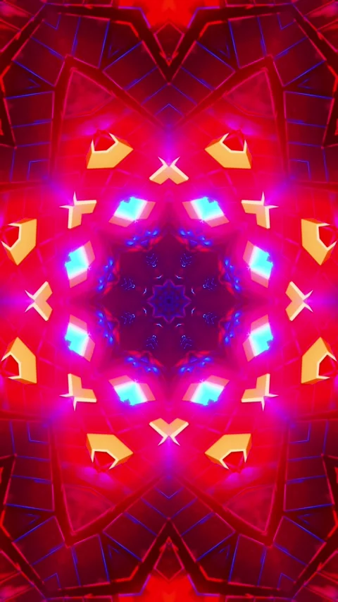 Red and blue abstract design. Kaleidoscope VJ loop Vertical. 3D rendering Stock Footage 314542465