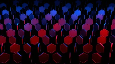 Red and Blue Abstract Hexagons Rotation Background VJ Loop in 4K Video stock 312160670