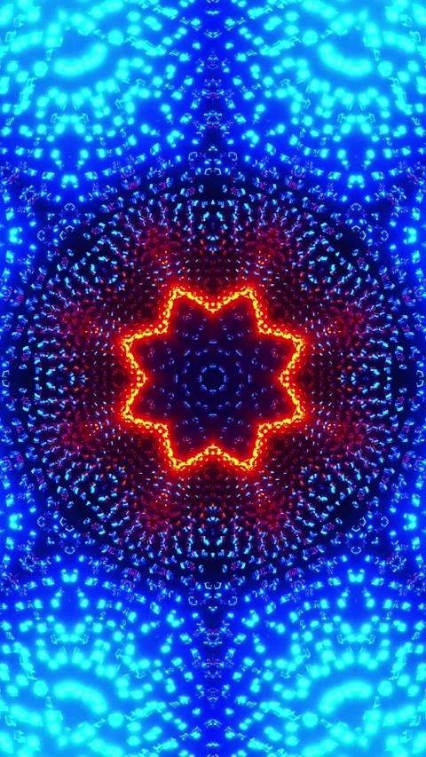 Red and blue abstract pattern. Kaleidoscope VJ loop Vertical. 3D rendering Stock Footage 314716397