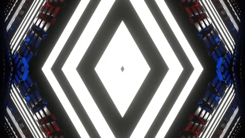 Red and Blue and White Rotating Glowing Screen Kaleidoscope Background VJ Loop Stock Footage 334329415