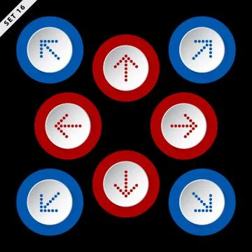 Red and blue arrows, eight directions Stock Illustration
