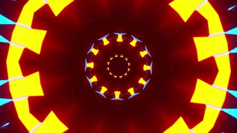 Red and blue background with circular design in the center. Kaleidoscope VJ loop Stock Footage 252349587
