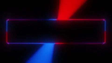Red and blue beams on a black background rapidly revolve around a rectangle of Stock Footage 157034883