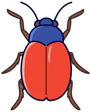 Red and Blue Beetle Insect Vector Illustration on White Background Stock Illustration