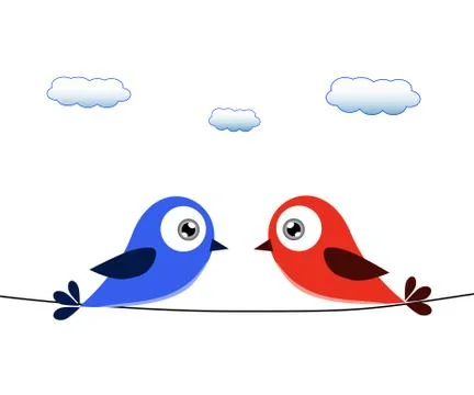 Red and blue bird on wire Stock Illustration