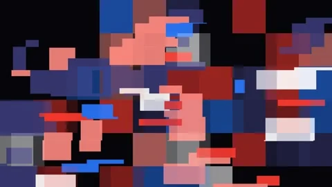 Red and blue on black giant pixel block shuffle animation Stock Footage 346236966