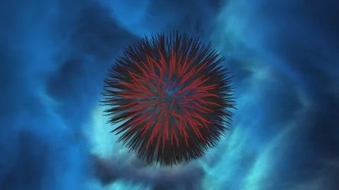 A red and blue blob with floating in a blue-red organic tunnel Video stock 270758581