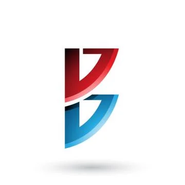 Red and Blue Bow Like Shape of Letter B Vector Illustration 库存插图