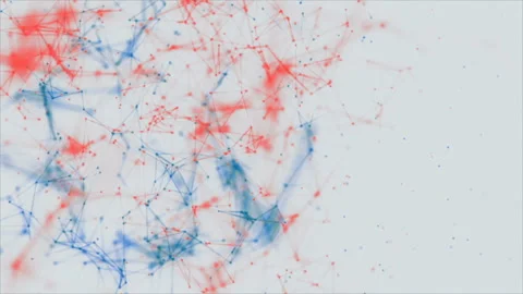 Red and Blue Bright Plexus Galaxy System Polygonal Lines And Dotes Stock Footage 99399664