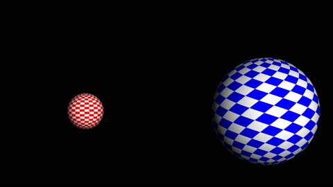 Red and Blue Checked Balls Rendering and Changing Size Tech Demo Video stock 153943657