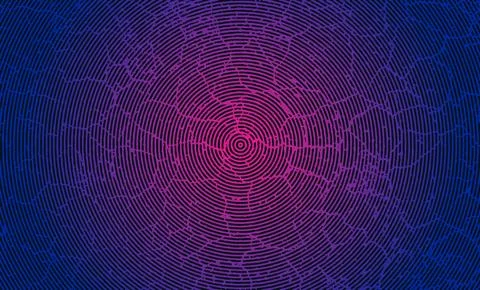 A red and blue circle with a black background, grunge texture spiral Stock Illustration