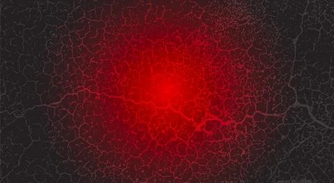 A red and blue circle with a black background, grunge texture spiral Stock Illustration