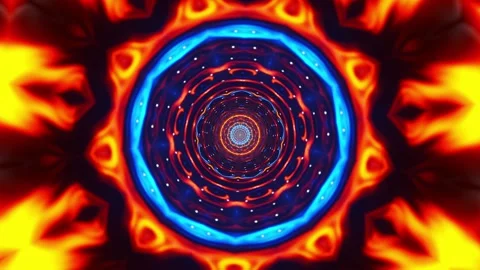 Red and blue circular animation with black background. Kaleidoscope VJ loop Stock Footage 261671840