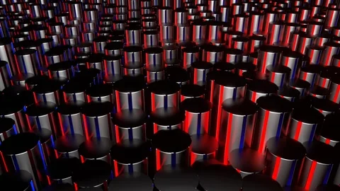 Red and Blue Circular Cylindrical Neon Equalizer Background VJ Loop in 4K Stock Footage 262561004