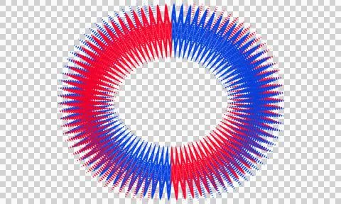 Red and blue circular halftone abstract design PNG , isolated on transparen.. Illustrazione stock
