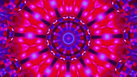 Red and blue circular object with red center. Kaleidoscope VJ loop Stock Footage 252351695