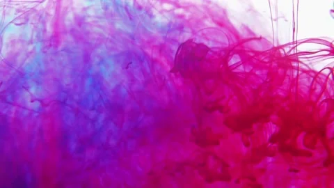 Red and blue color paint ink drops in water video. Inky cloud swirling flowing  Stock Footage 160103653