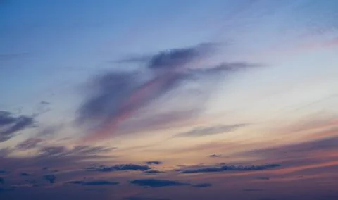 Red and blue colored dramatic sunset sky. Stock Photos
