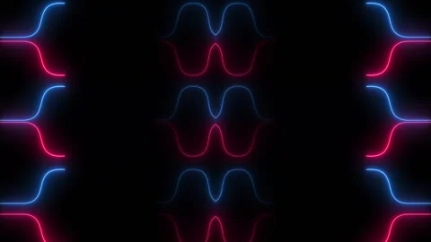 Red and blue colored lines in black background. Mirrored abstract animation  Video stock 251196323