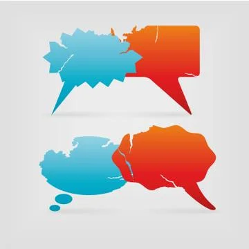 Red and blue communication bubbles Stock Illustration