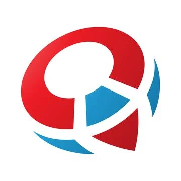 Red and Blue Compass Shaped Letter Q Icon Stock Illustration