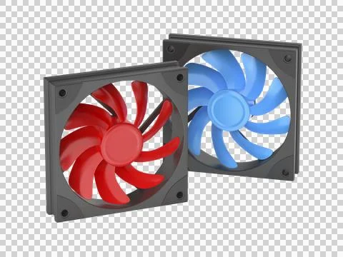 Red and blue computer case fans Stock Illustration