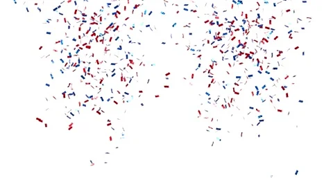 Red and blue confetti - 3D rendering Video stock 320737739
