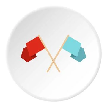 Red and blue crossed flags icon circle 스톡 일러스트