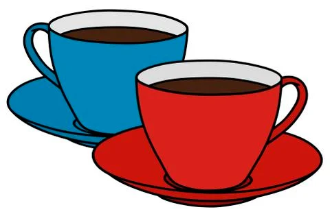 Red and blue cups Stock Illustration