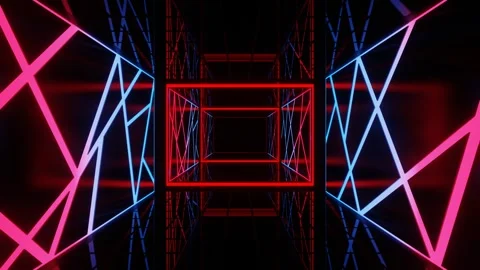 Red and Blue Cyberpunk Movement on Elevator Background VJ Loop in 4K Stock Footage 257599342