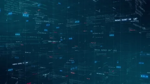 Red and Blue digital number investment and technology icon with program code Stock Footage 219560801