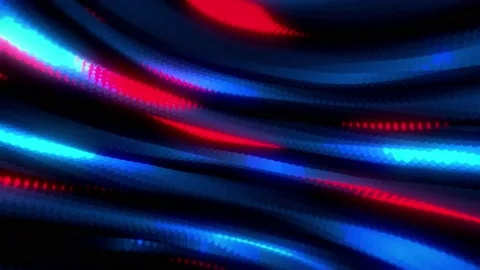 Red and blue dots move in iridescent lines on an inclined plane. Futuristic m Stock Footage 194453521