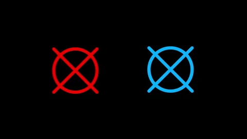 Red and blue dry cleaning forbidden symbols animated on black background il.. Stockbeeldmateriaal 338253132