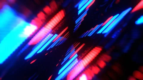 Red and Blue Dynamic LED Soundwave Motion Background VJ Loop in 4K Stockbeeldmateriaal 341669118