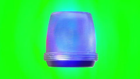 Red and blue emergency light 3d green screen Видео 317375587