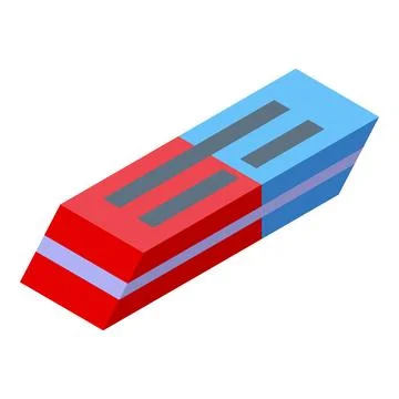 Red and blue eraser making mistakes disappear from paper Stock Illustration